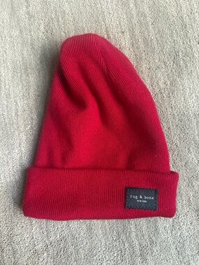 Rag and bone crimson red wool blend beanie winter hat